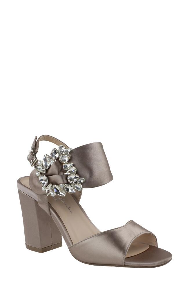 Paradox London Pink Manhattan Embellished Sandal in Taupe Satin Cover