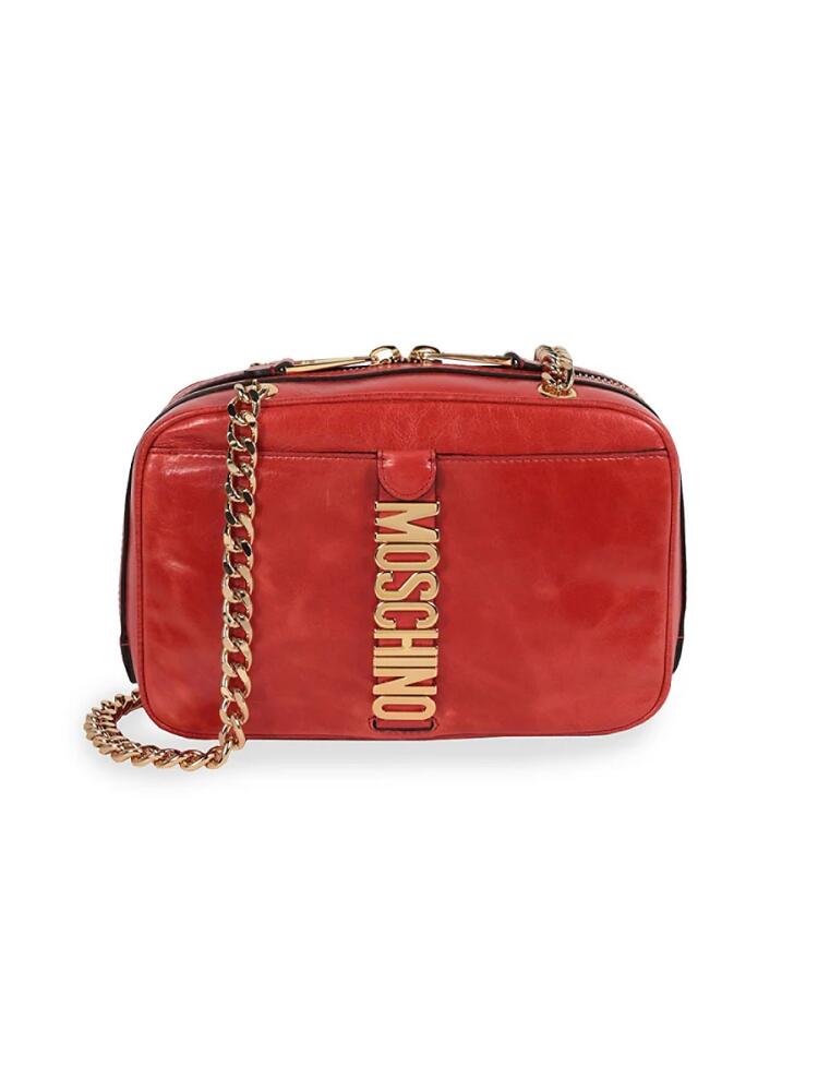 Moschino Women's Logo Leather Shoulder Bag - Red Cover