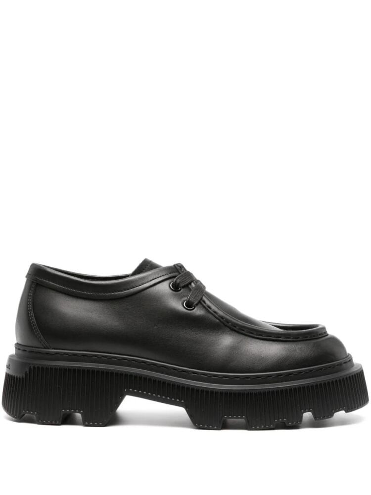 Santoni logo-debossed chunky leather loafers - Black Cover