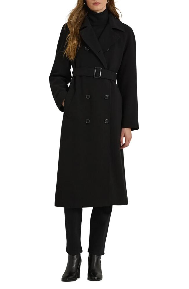 Lauren Ralph Lauren Crepe Belted Coat in Black Cover