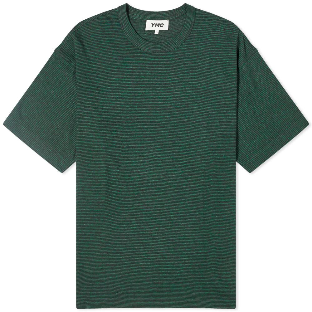 YMC Men's Triple T-Shirt in Green Stripe Cover