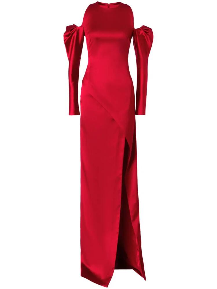 Genny satin-finish maxi dress - Red Cover