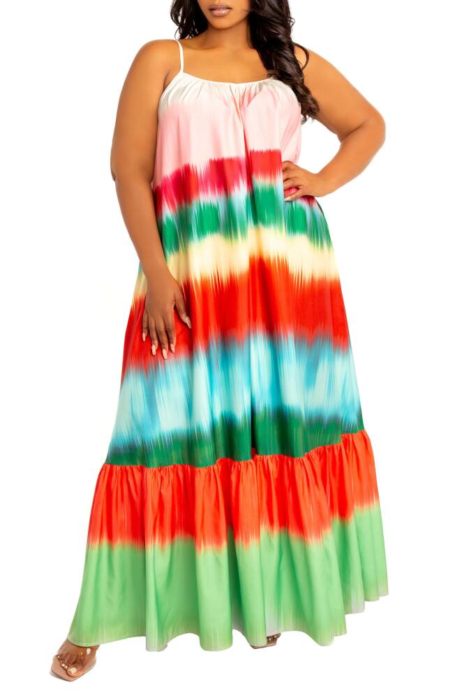 BUXOM COUTURE Gradient Stripe Maxi Dress in Orange Multi Cover