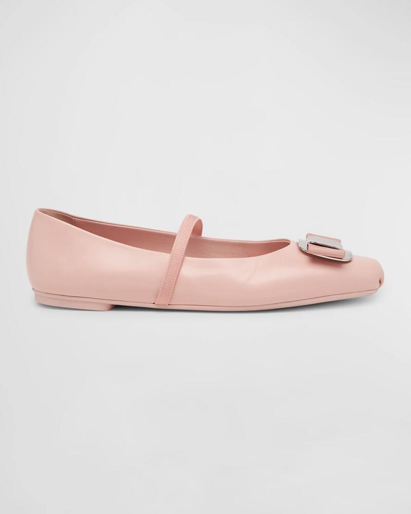 Ferragamo Zina Leather Bow Mary Jane Ballerina Flats Cover