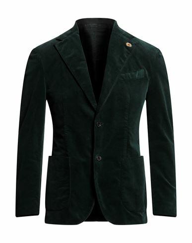 Lardini Man Blazer Emerald green Cotton, Elastane Cover