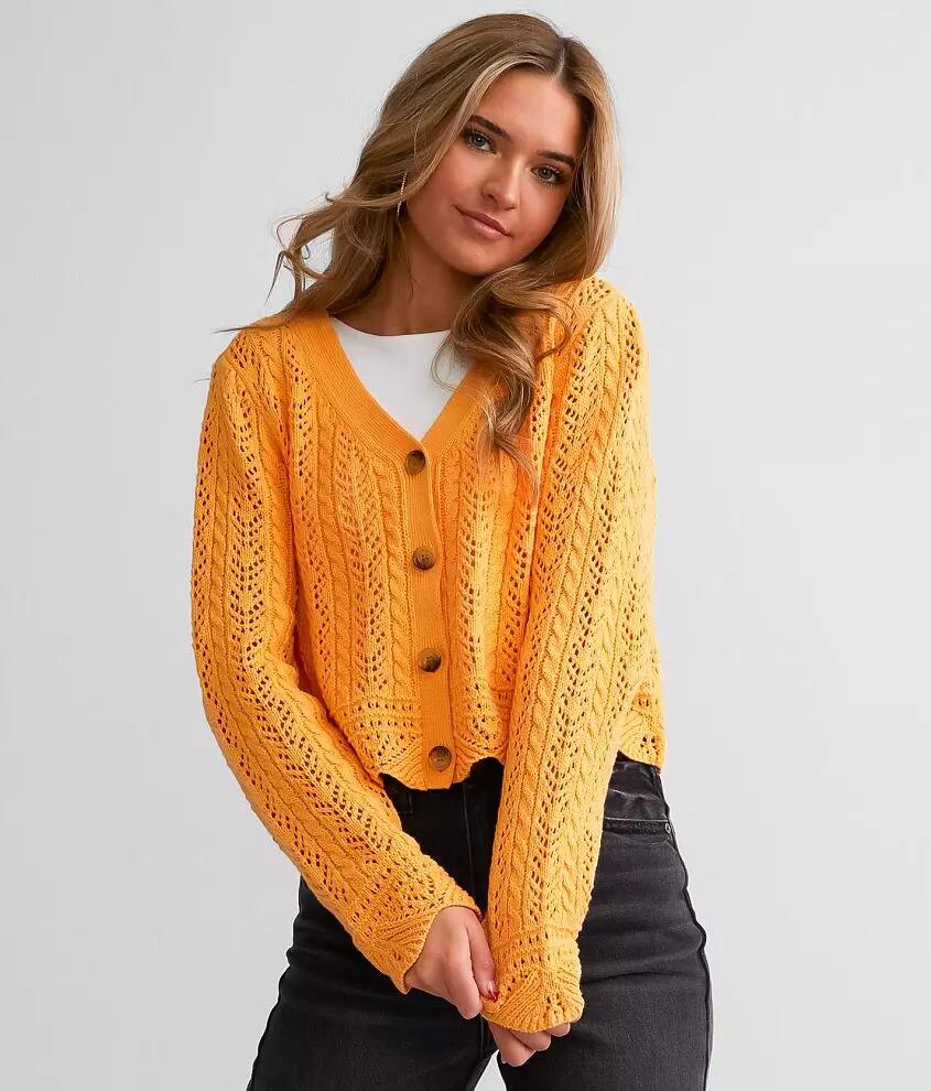 Willow & Root Pointelle Cropped Cardigan Sweater Cover