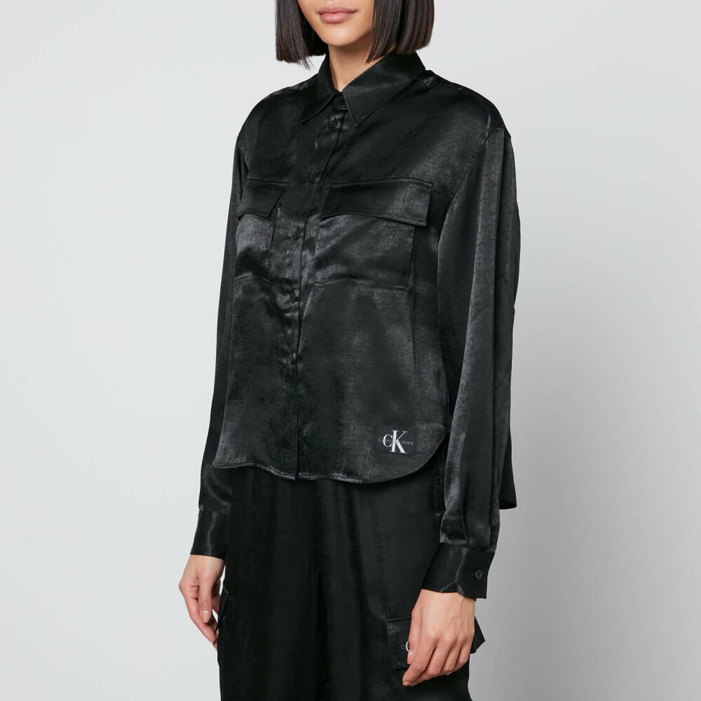 Calvin Klein Jeans Women's Satin Utility Shirt - Ck Black Cover