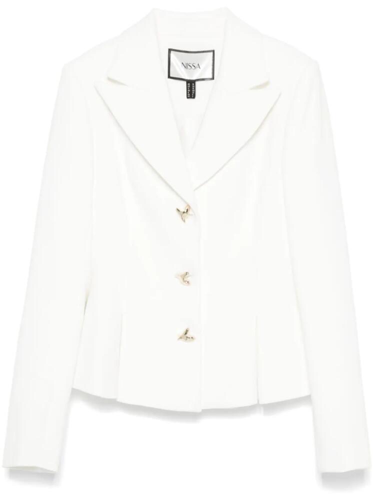 NISSA heart-shaped buttons single-breasted blazer - White Cover