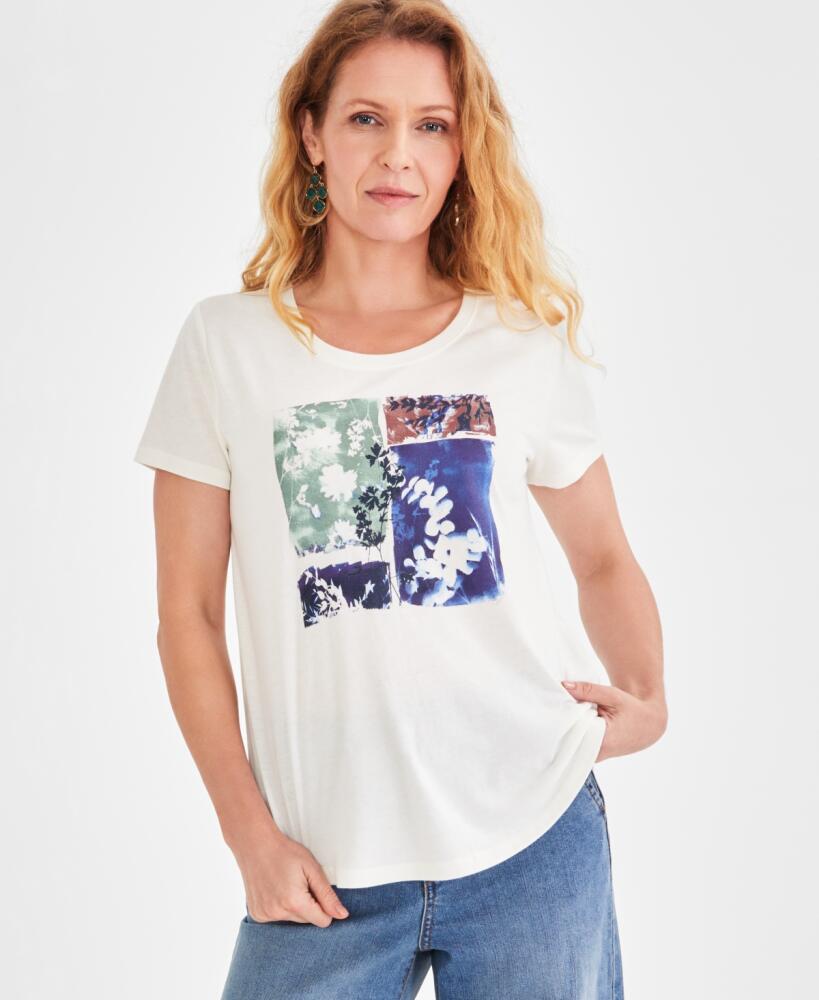 Style & Co Women's Graphic Crewneck Short-Sleeve Tee, Created for Macy's - Graphic Natural Cover