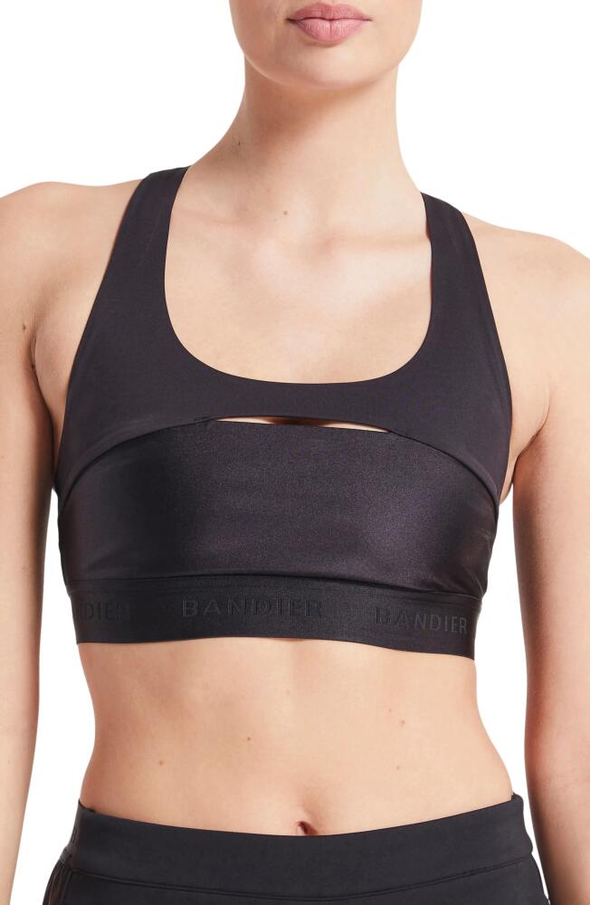 BANDIER Logo Cutout Racerback Sports Bra in Black Cover