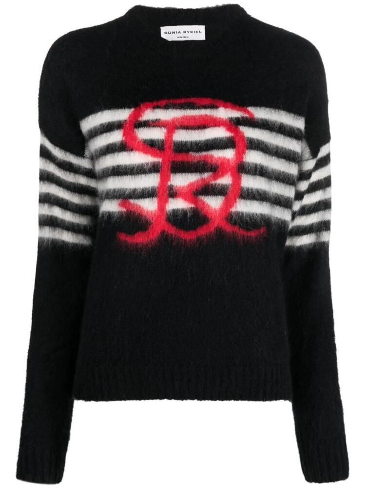 Sonia Rykiel intarsia-knit logo jumper - Black Cover