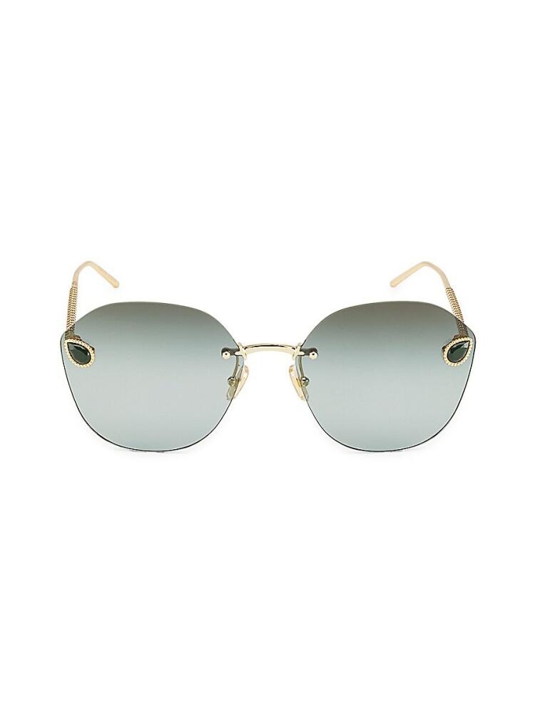 Boucheron Women's 63MM Geometric Sunglasses - Green Gold Cover