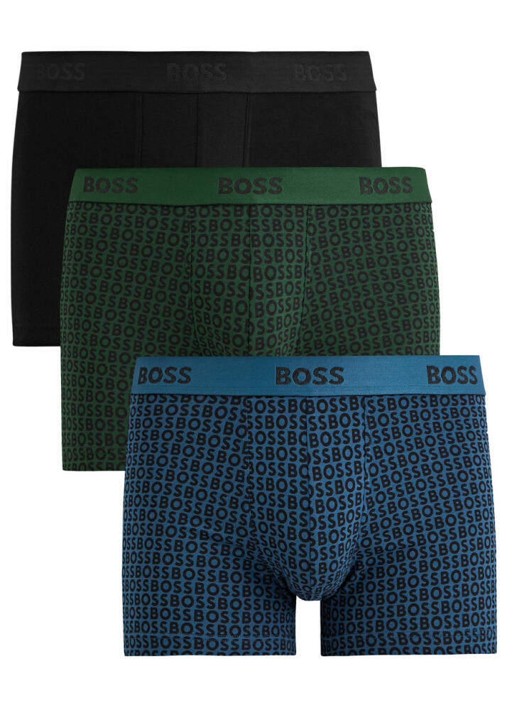 Boss Logo Stretch-cotton Trunks - set of Three - Black Cover