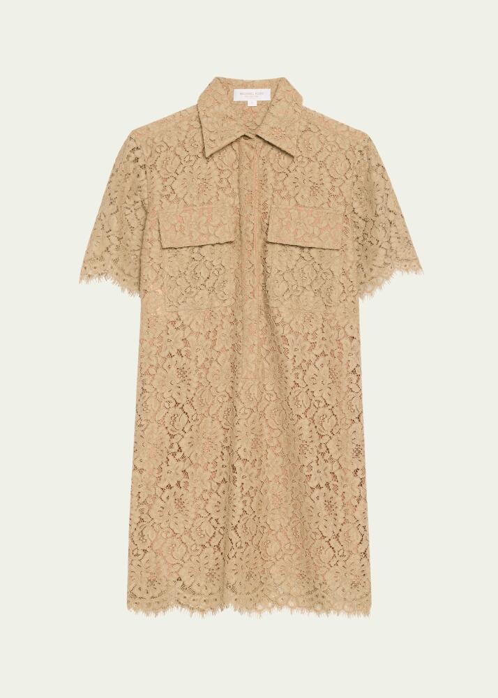 Michael Kors Collection Floral Lace Scallop Shift Mini Dress Cover