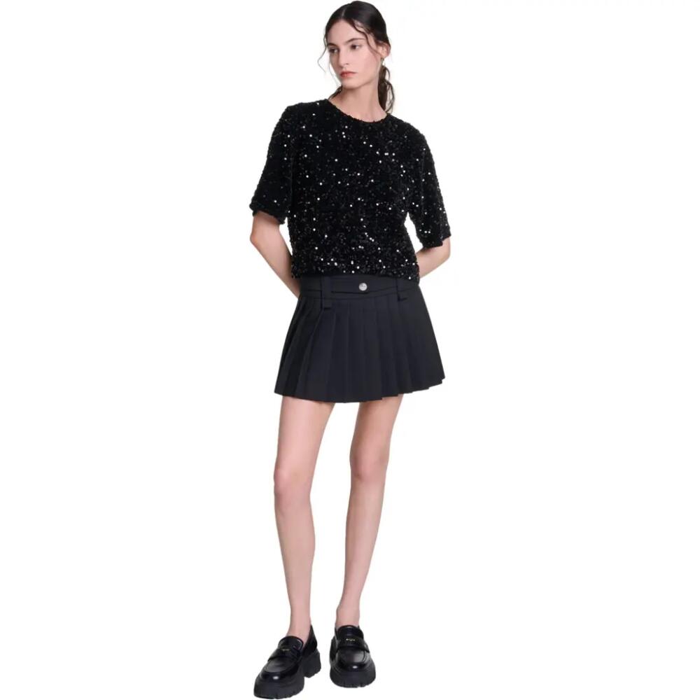 maje Sequinned velvet top in Black Cover