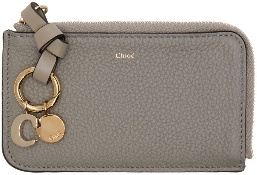 Chloé Gray Alphabet Zip Card Holder Cover