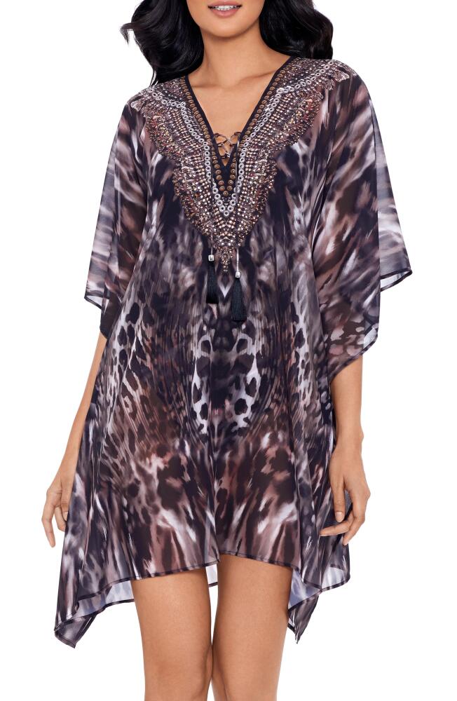 Miraclesuit Tempest Embellished Cover-Up Caftan in Black/Brown Cover