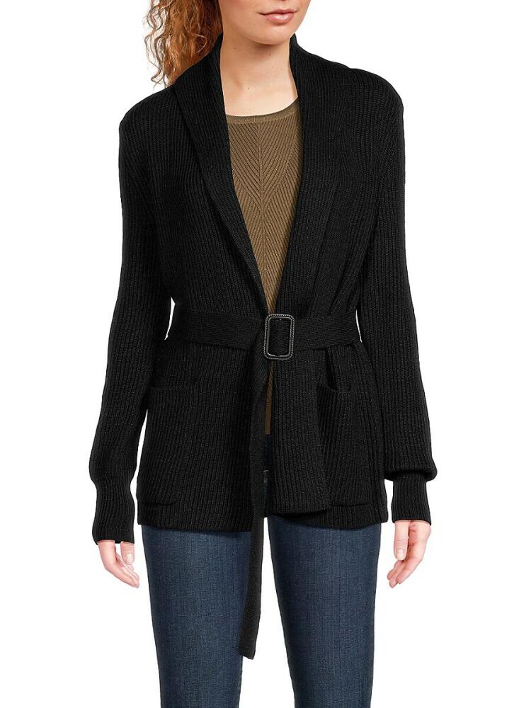 Bruno Magli Women's Cashmere Belted Cardigan - Black Cover