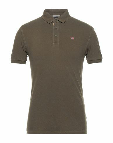 Napapijri Man Polo shirt Military green Cotton Cover