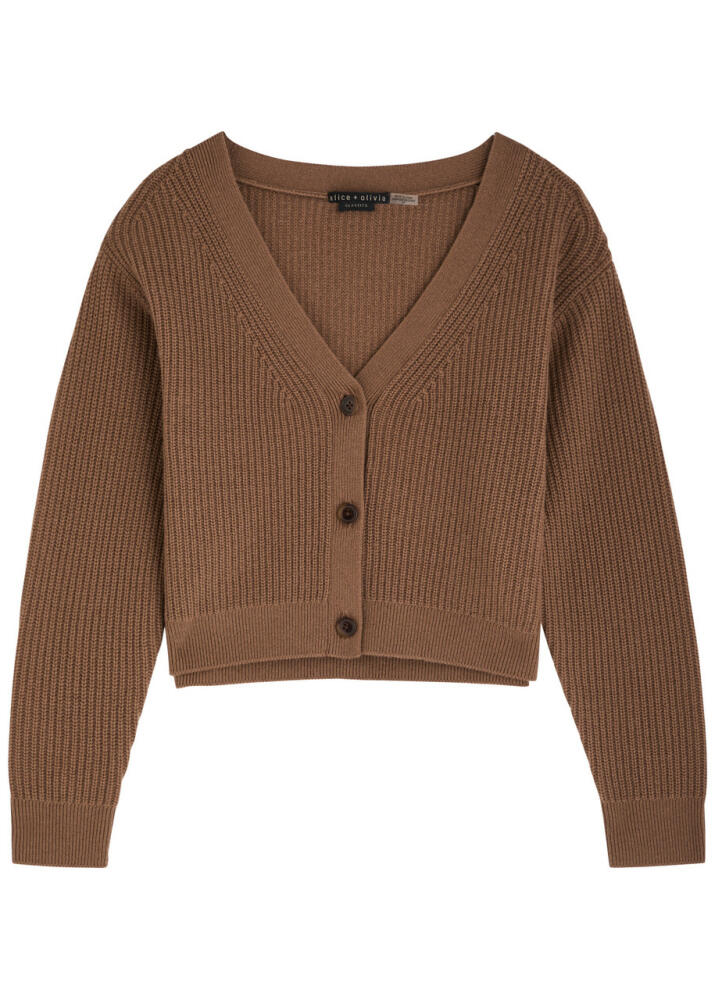 Alice + Olivia Jannie Wool-blend Cardigan - Camel Cover