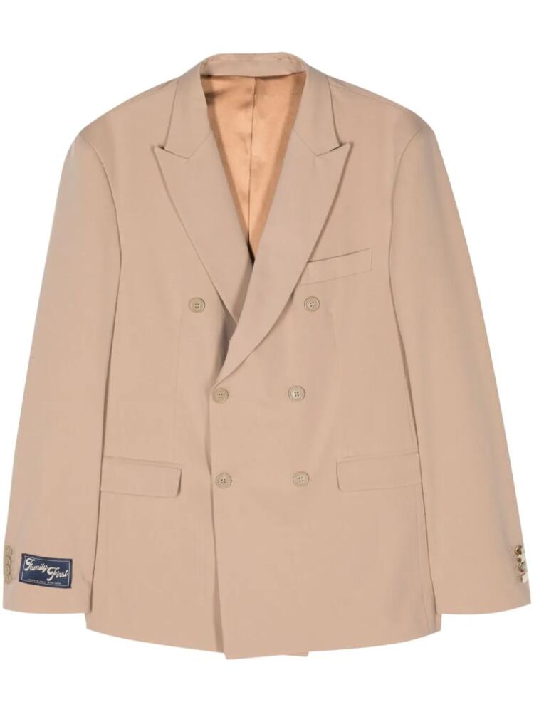 Family First twill double-breasted blazer - Neutrals Cover