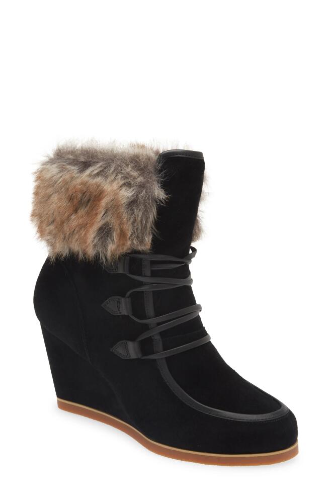 Cecelia New York North Star Wedge Bootie in Black Faux Fur Cover