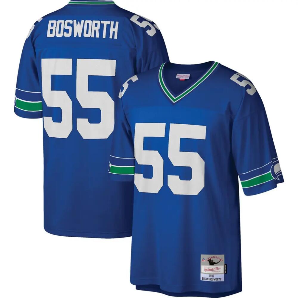 Men's Mitchell & Ness Brian Bosworth Royal Seattle Seahawks Legacy Replica Jersey Cover