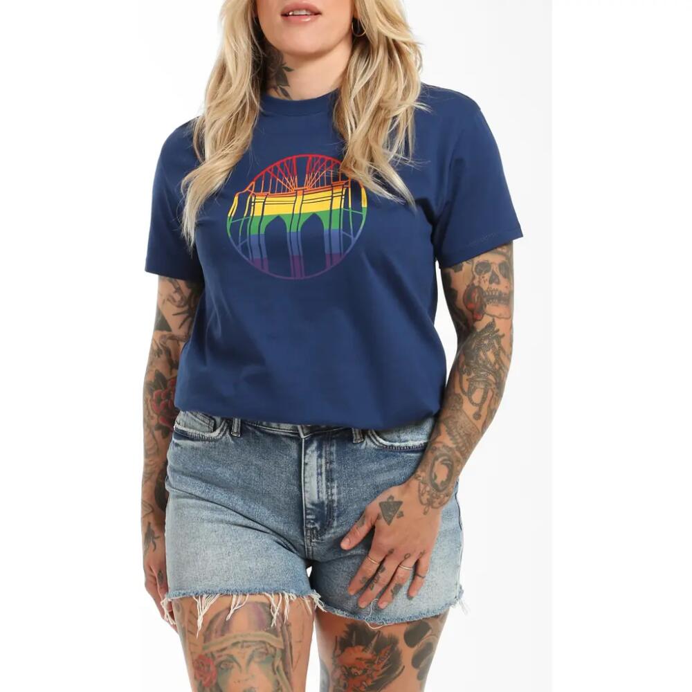 Brooklyn Industries Brooklyn Bridge Pride Cotton Graphic T-Shirt in Mood Indigo Cover