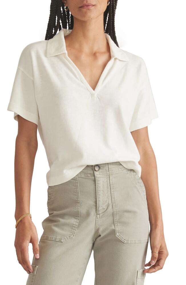 Marine Layer Boxy Cotton Polo T-Shirt in White Cover