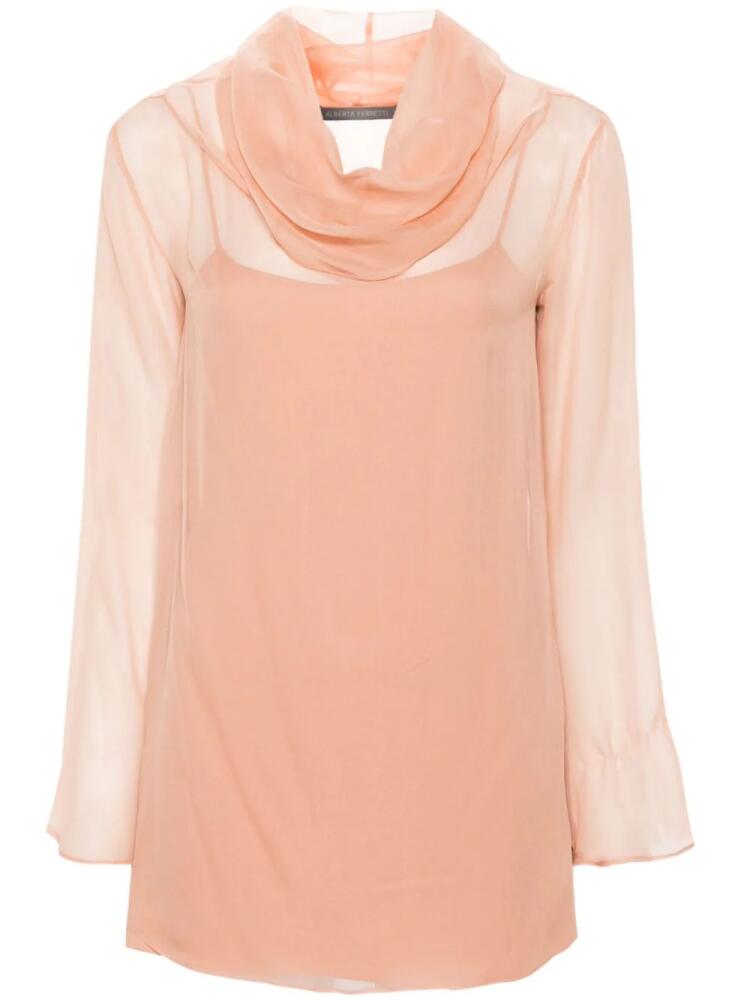 Alberta Ferretti cowl-collar semi-sheer blouse - Pink Cover