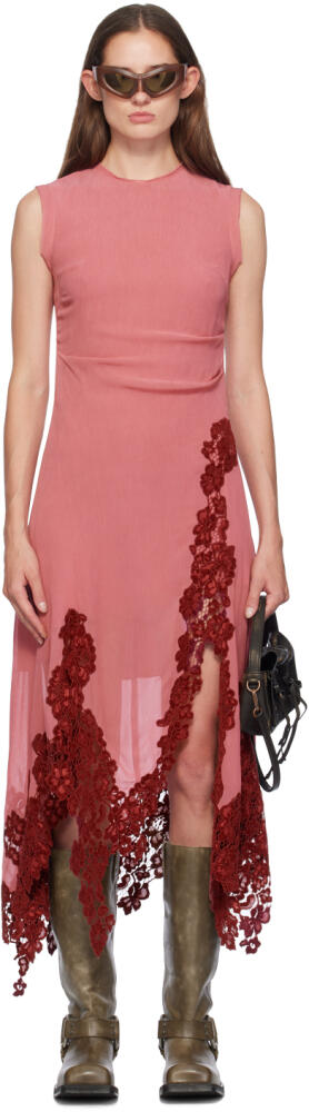 Acne Studios Pink Lace Trim Midi Dress Cover