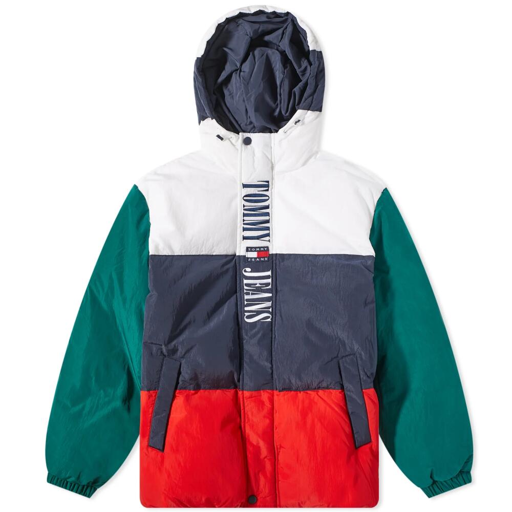 Tommy Jeans Men's Archive Colour Block Puffer Jacket in White Cover