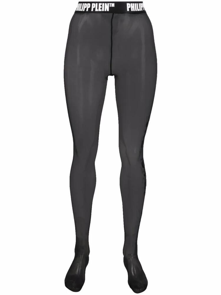 Philipp Plein One Step logo-waistband tights - Black Cover