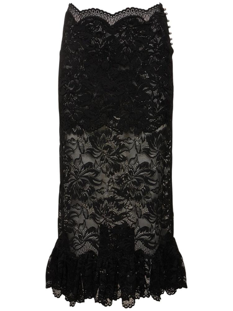 RABANNE High Rise Lace Flared Midi Skirt Cover