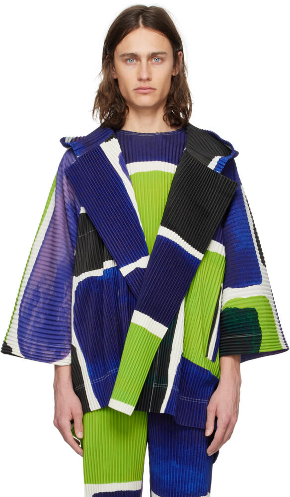 HOMME PLISSÉ ISSEY MIYAKE Blue & Green Landscape Jacket Cover