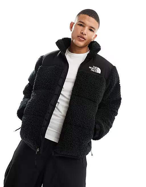 The North Face Nuptse high pile down puffer jacket in black Cover