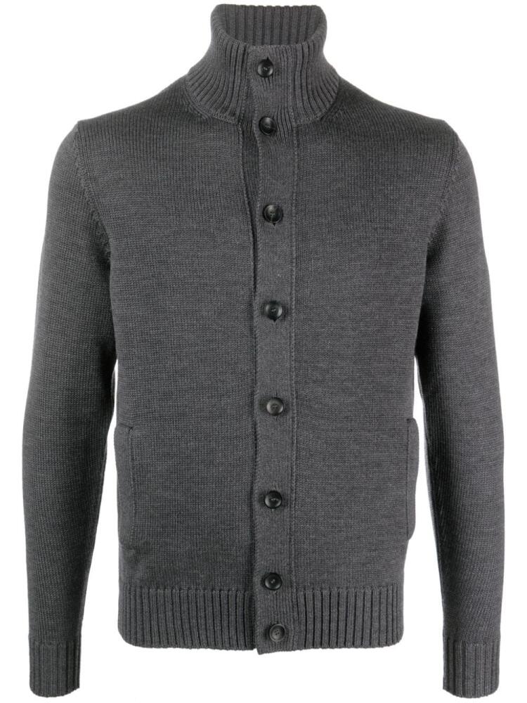 Zanone funnel-neck ribbed-knit cardigan - Grey Cover