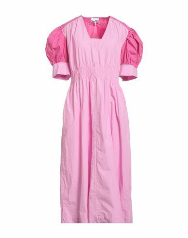 Ganni Woman Midi dress Pink Organic cotton Cover