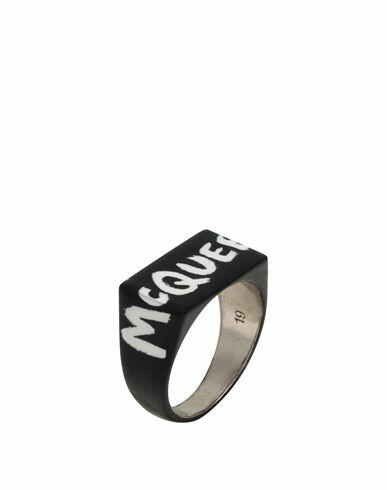 Alexander Mcqueen Man Ring Black Metal Cover