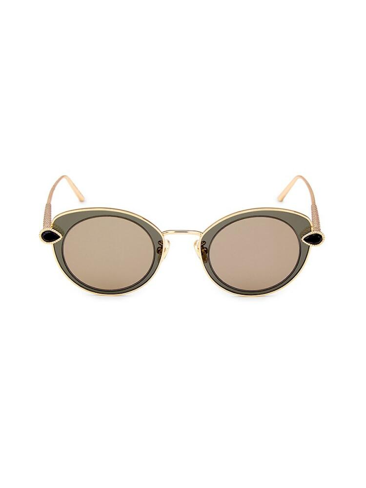 Boucheron Women's 48MM Oval Sunglasses - Grey Gold Cover