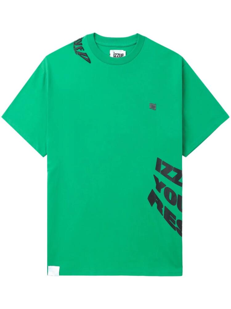 izzue logo-print cotton T-shirt - Green Cover