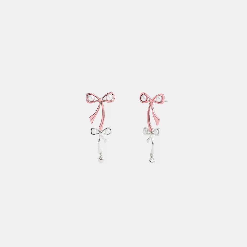 Coach Double Bow Pearl Drop Earrings Cover