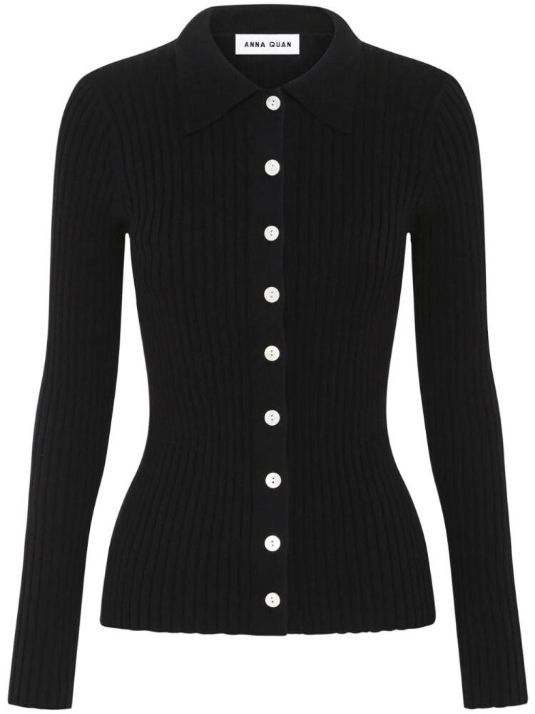 Anna Quan Ashlen button-up ribbed top - Black Cover