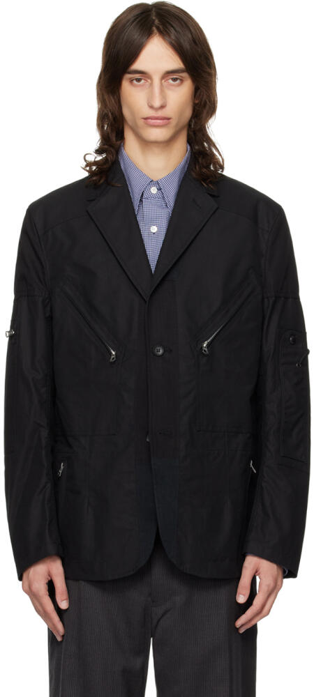 Junya Watanabe Black Paneled Oxford Blazer Cover