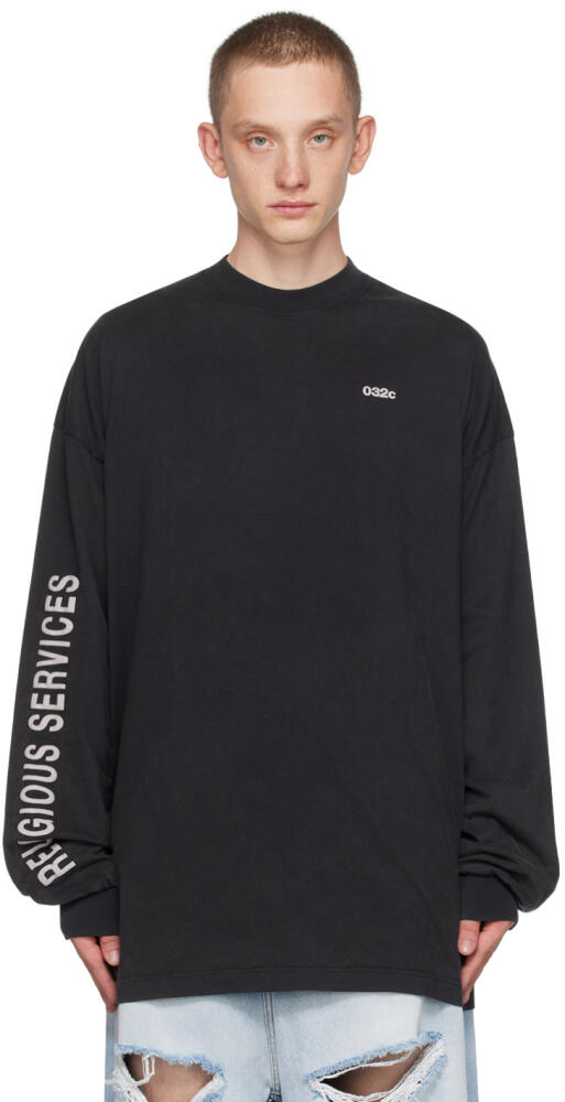 032c SSENSE XX Black Long Sleeve 'Religious Services' T-Shirt Cover