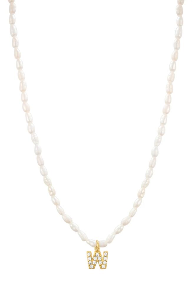 st. Moran Initial Freshwater Pearl Beaded Necklace in White - W Cover