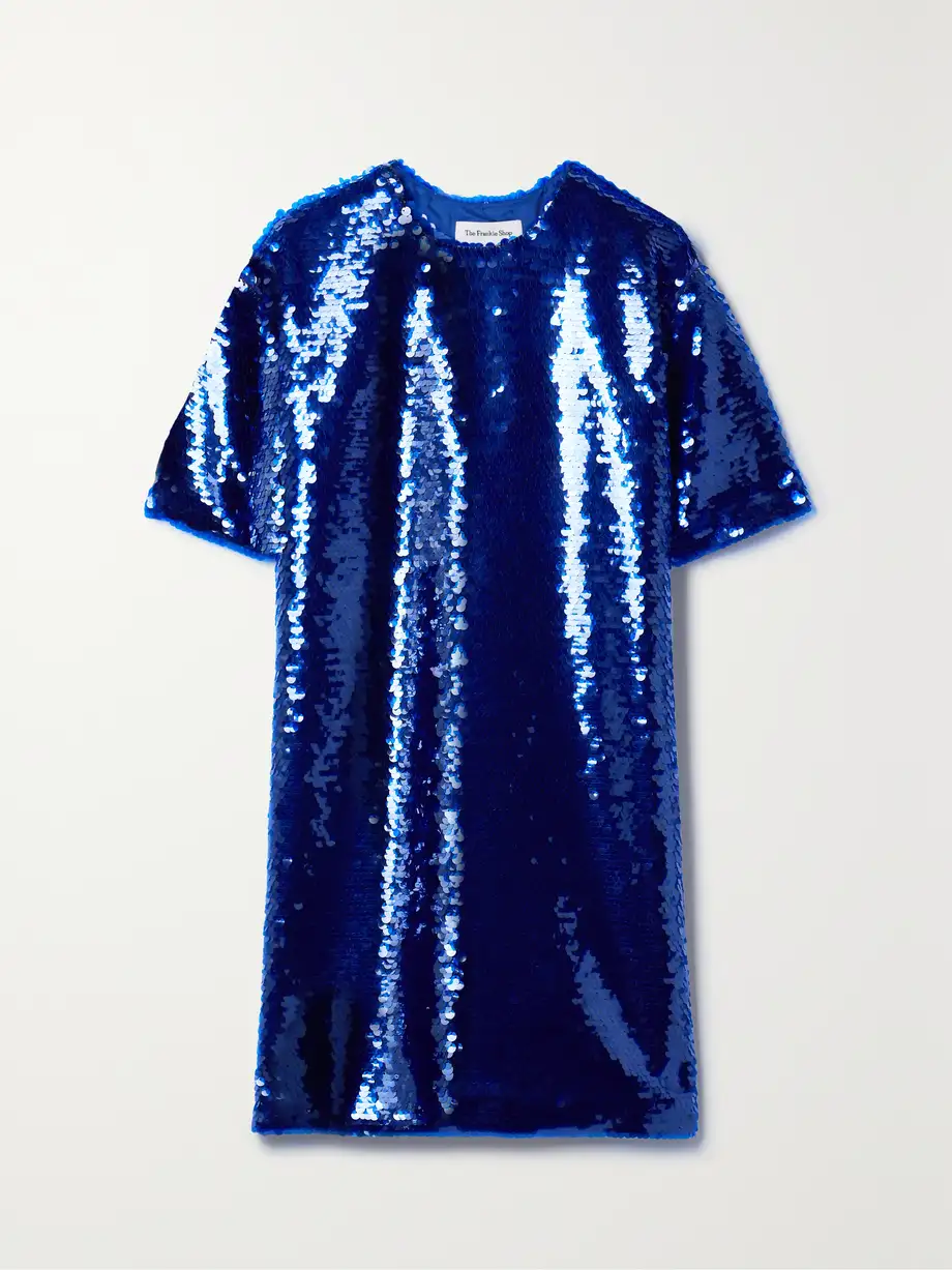 The Frankie Shop - Riley Sequined Tulle Mini Dress - Blue Cover