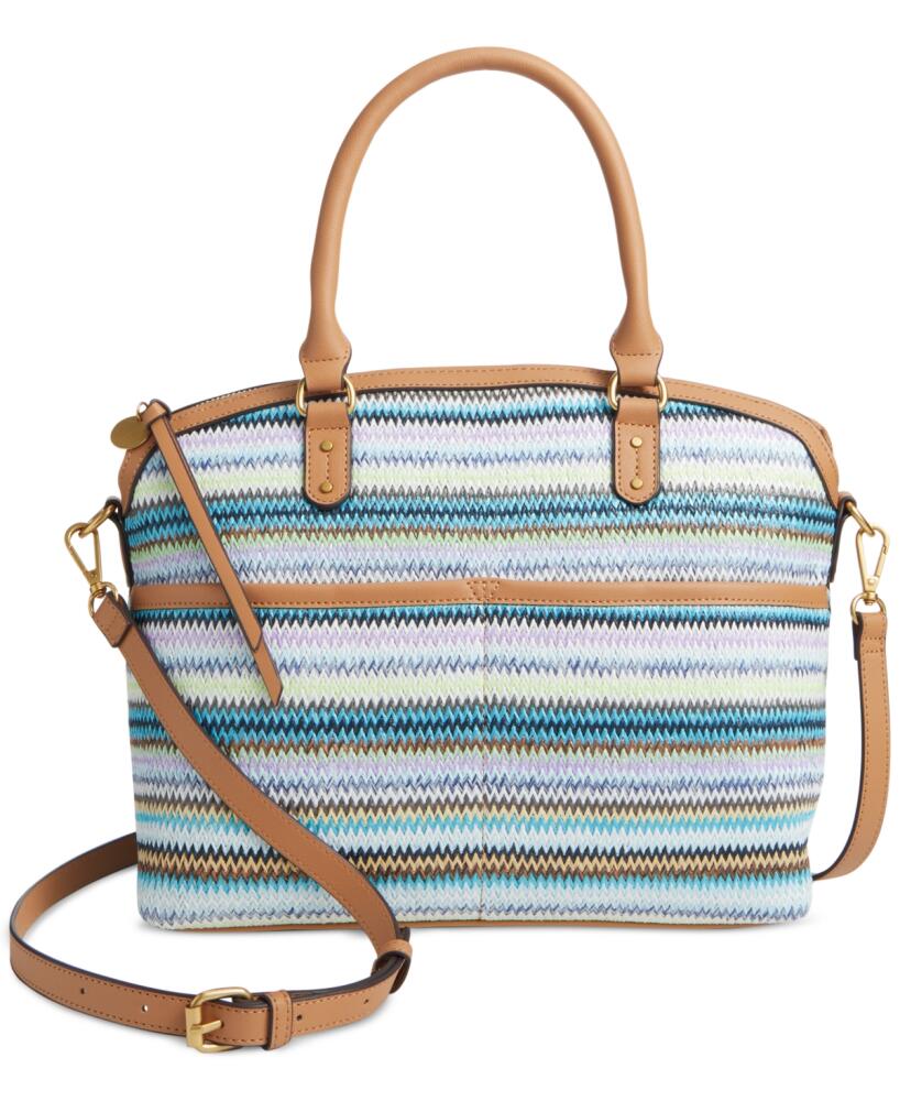 Style & Co Medium Straw Dome Satchel, Created for Macy's - Blue Multi Cover