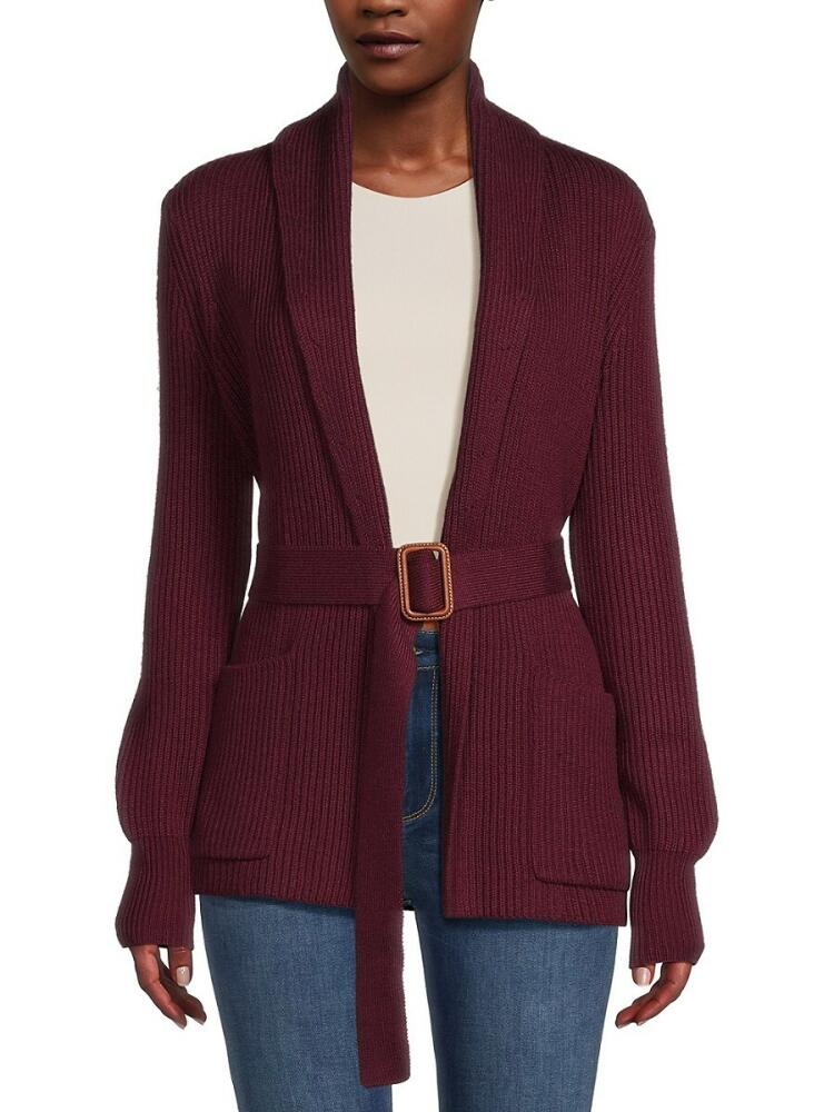 Bruno Magli Women's Cashmere Belted Cardigan - Burgundy Cover