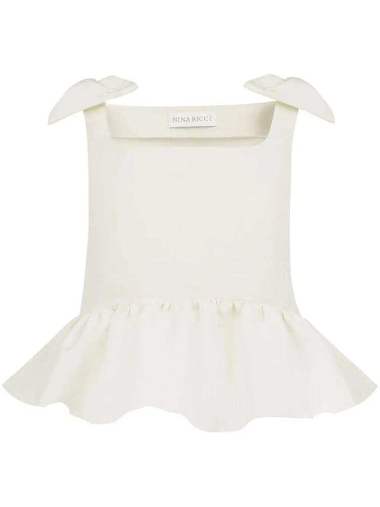 Nina Ricci bow-detail peplum top - White Cover